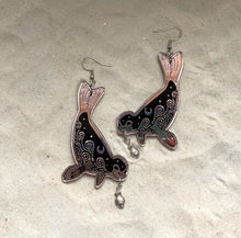 Load image into Gallery viewer, Earrings - Selkie Seal - Premium Acrylic Variables with Black Paint and Metal Fish Bead