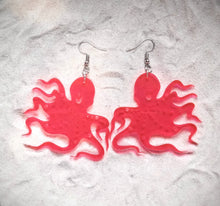 Load image into Gallery viewer, Earrings - Octopus - Blacklight Reactive Acrylic Variables