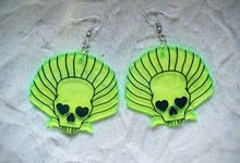 Load image into Gallery viewer, Earrings - Skullshell - Blacklight Reactive Acrylic Variables with Black Engraving