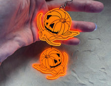 Load image into Gallery viewer, Earrings - Snumpkin - Blacklight Reactive Acrylic Variables with Black Paint