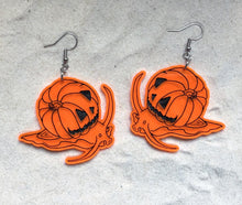 Load image into Gallery viewer, Earrings - Snumpkin - Blacklight Reactive Acrylic Variables with Black Paint