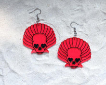 Load image into Gallery viewer, Earrings - Skullshell - Blacklight Reactive Acrylic Variables with Black Engraving