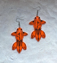 Load image into Gallery viewer, Earrings - Fancy Goldfish - Blacklight Reactive Acrylic Variables with Black Paint