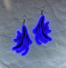Load image into Gallery viewer, Earrings - Freshwater Angelfish - Blacklight Reactive Acrylic Variables with Black Paint