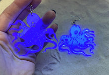 Load image into Gallery viewer, Earrings - Octopus - Blacklight Reactive Acrylic Variables