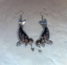 Load image into Gallery viewer, Earrings - Selkie Seal - Premium Acrylic Variables with Black Paint and Metal Fish Bead
