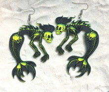 Load image into Gallery viewer, Earrings - Skelemer - Blacklight Reactive Acrylic Variables with Black Paint