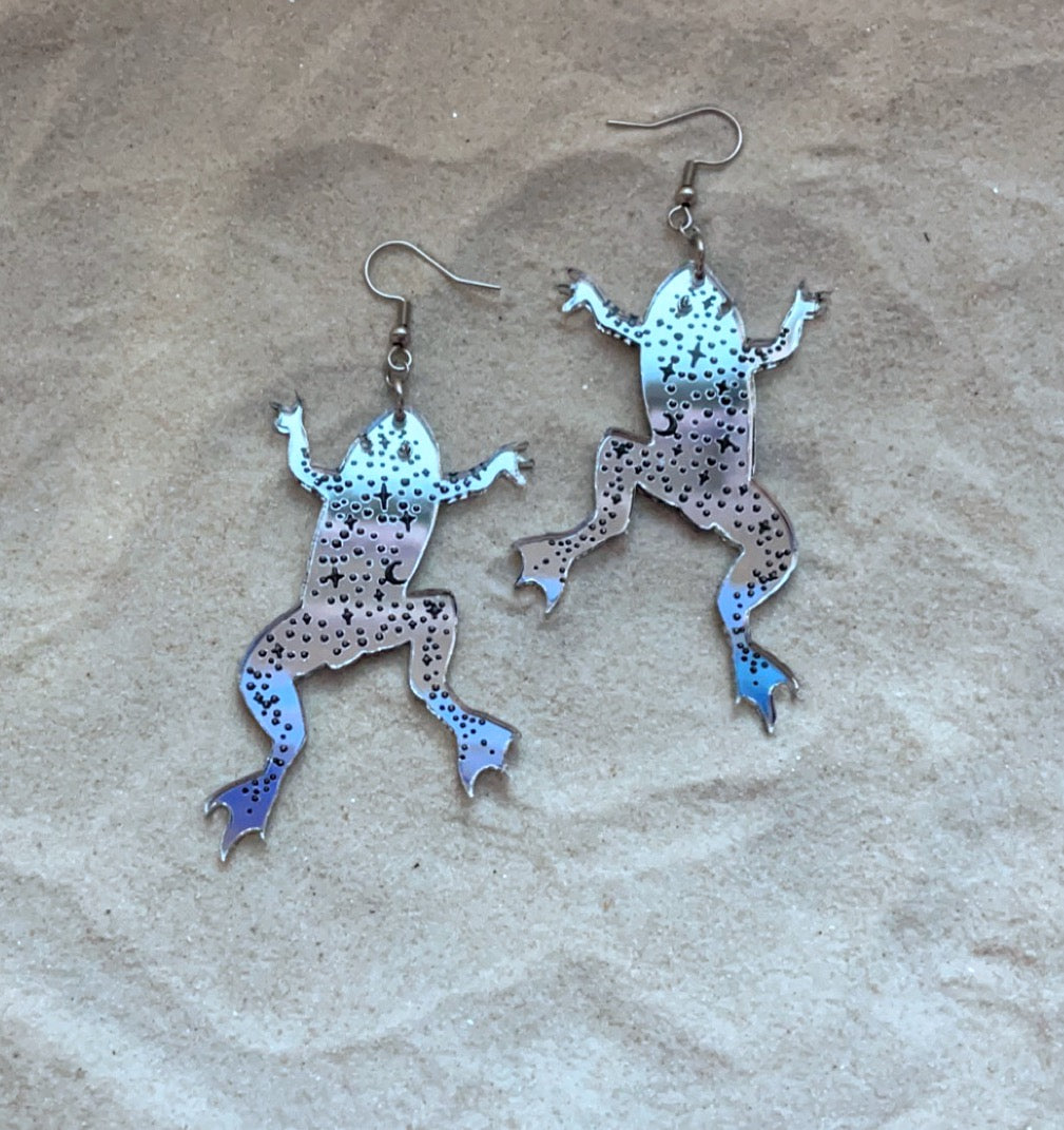 Earrings - African Dwarf Frog Cosmic - Premium Acrylic Variables