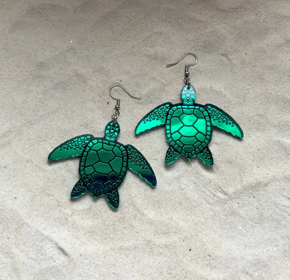 Earrings - Sea Turtle - Premium Acrylic Variables with Black Paint