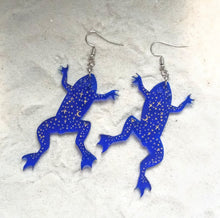 Load image into Gallery viewer, Earrings - African Dwarf Frog Cosmic - Economy Acrylics with Gold Paint
