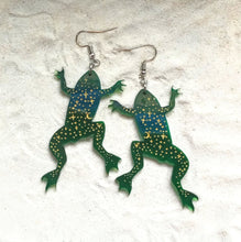 Load image into Gallery viewer, Earrings - African Dwarf Frog Cosmic - Economy Acrylics with Gold Paint
