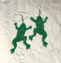 Load image into Gallery viewer, Earrings - African Dwarf Frog Cosmic - Economy Acrylics with Gold Paint
