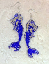 Load image into Gallery viewer, Earrings - Dazzled Heart Mermaid - Economy Acrylics with Gold Paint
