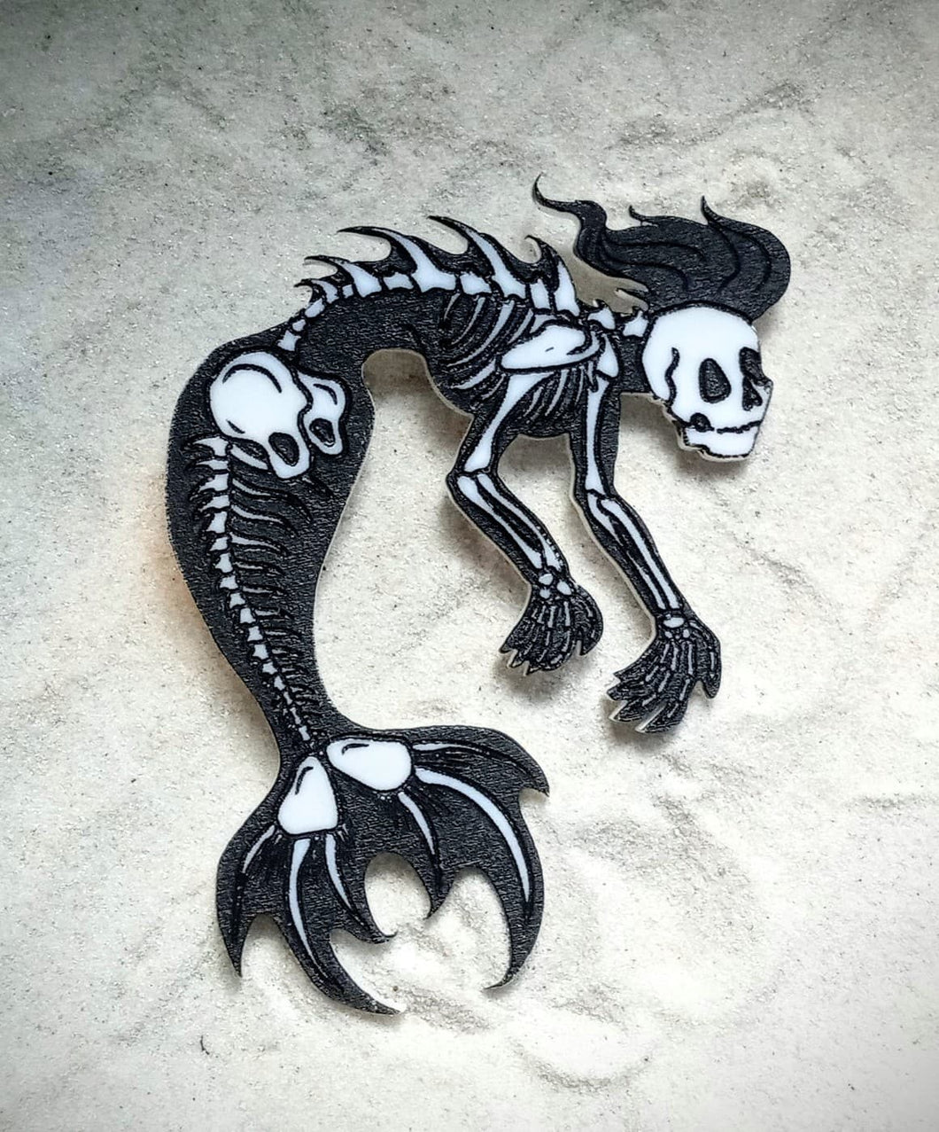 Pin - Skelemer - White Acrylic with Black Paint