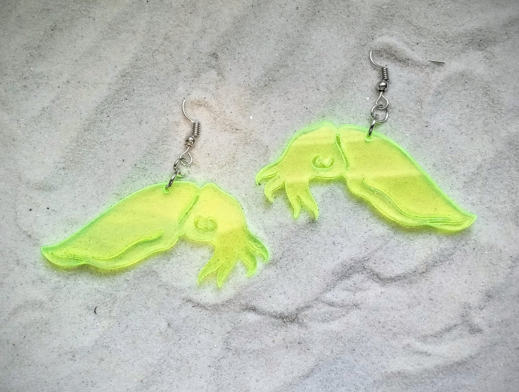 Earrings - Cuttlefish - Blacklight Reactive Acrylic Variables