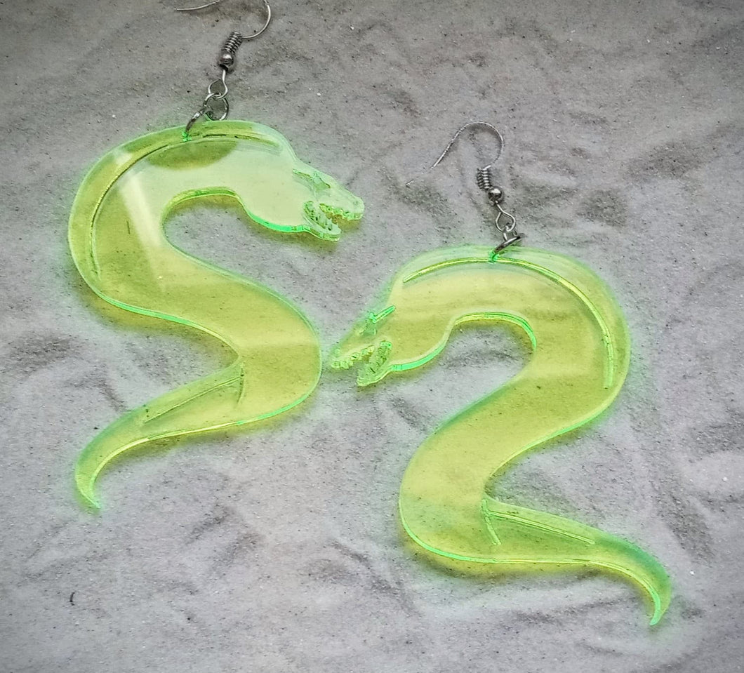 Earrings - Moray Eels - Blacklight Reactive Acrylic Variables