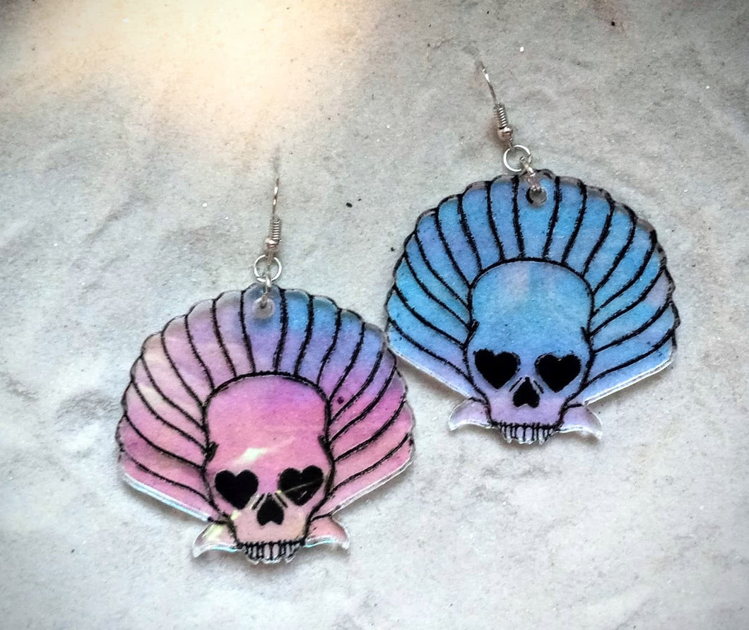 Earrings - Skullshell - Premium Acrylic Variables with Black Engraving