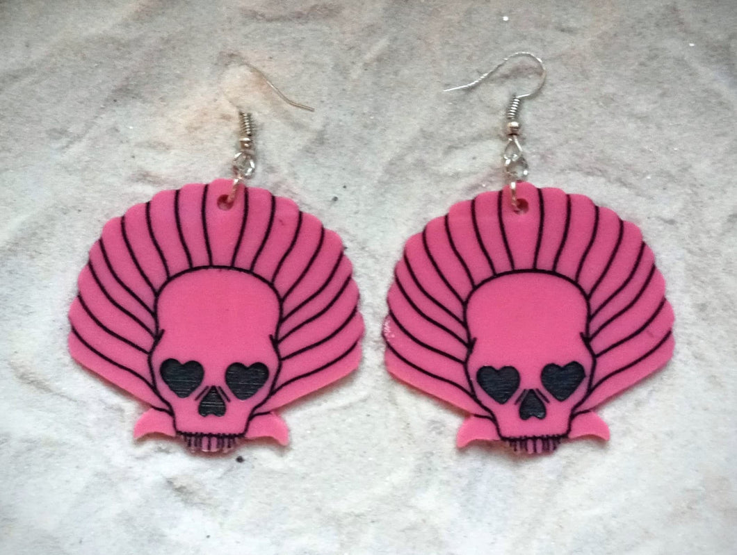 Earrings - Skullshell - Economy Acrylic Variables with Black Paint