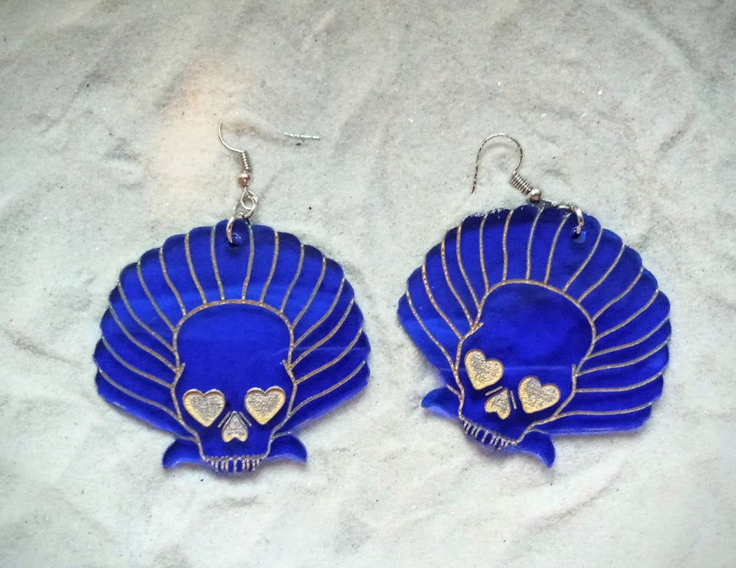 Earrings - Skullshell - Economy Acrylic Variables with Gold Paint