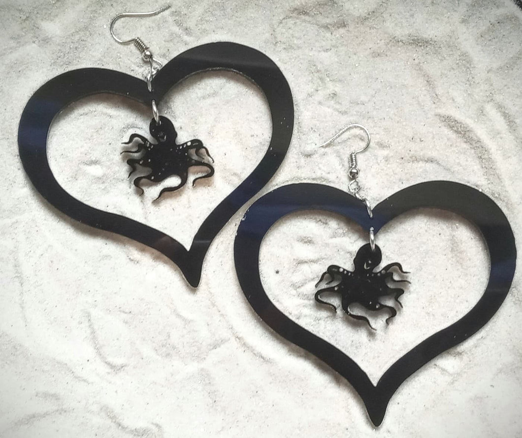 Earrings - Heart and Octopus - Economy Acrylic Variables