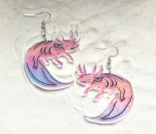 Load image into Gallery viewer, Earrings - Axolotl - Premium Acrylic Variables with Black Paint
