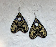 Load image into Gallery viewer, Earrings - Water Spirit Planchette - Economy Acrylic Variables with Gold Paint
