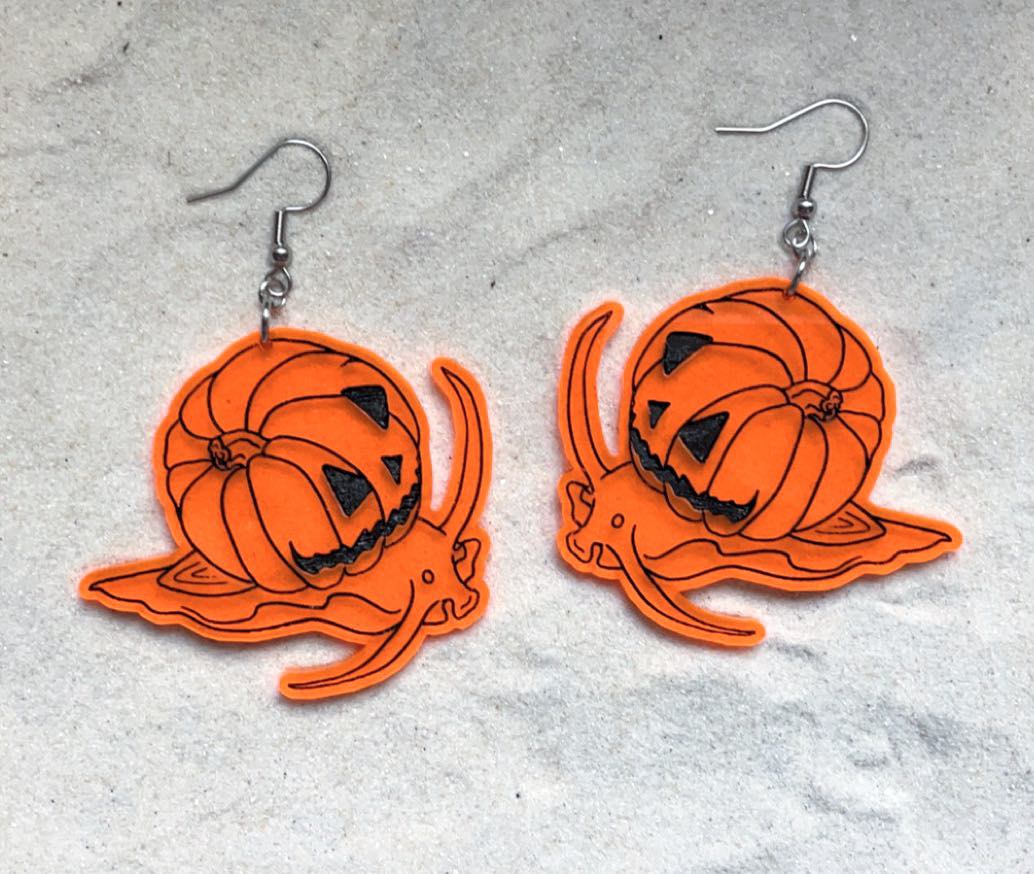 Earrings - Snumpkin - Blacklight Reactive Acrylic Variables with Black Paint