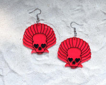 Load image into Gallery viewer, Earrings - Skullshell - Blacklight Reactive Acrylic Variables with Black Engraving
