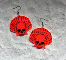 Load image into Gallery viewer, Earrings - Skullshell - Blacklight Reactive Acrylic Variables with Black Engraving
