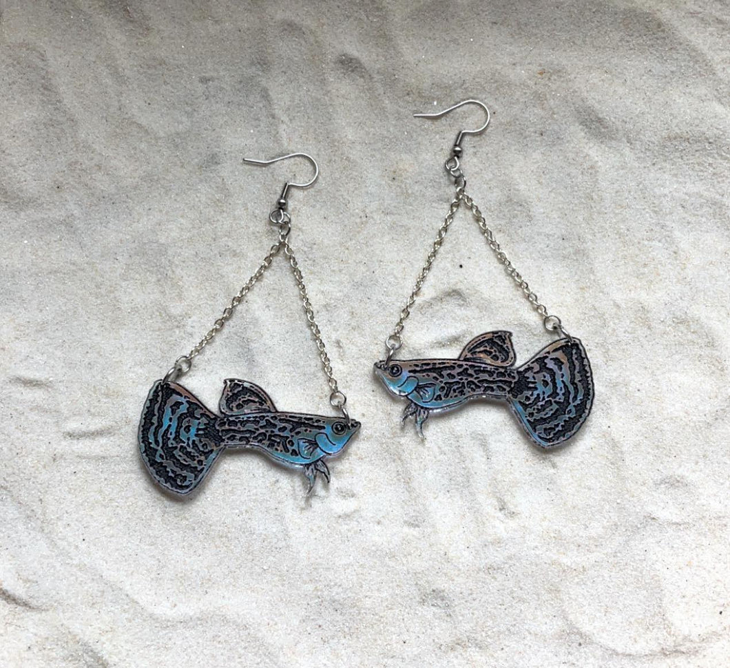 Earrings - Cobra Guppy - Premium Acrylic Variables with Black Paint