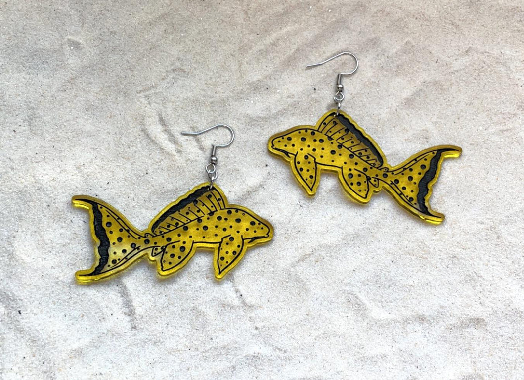 Earrings - Sunshine Pleco - Economy Acrylic Variables with Black Paint