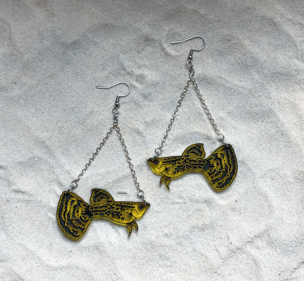 Earrings - Cobra Guppy - Economy Acrylic Variables with Black Paint