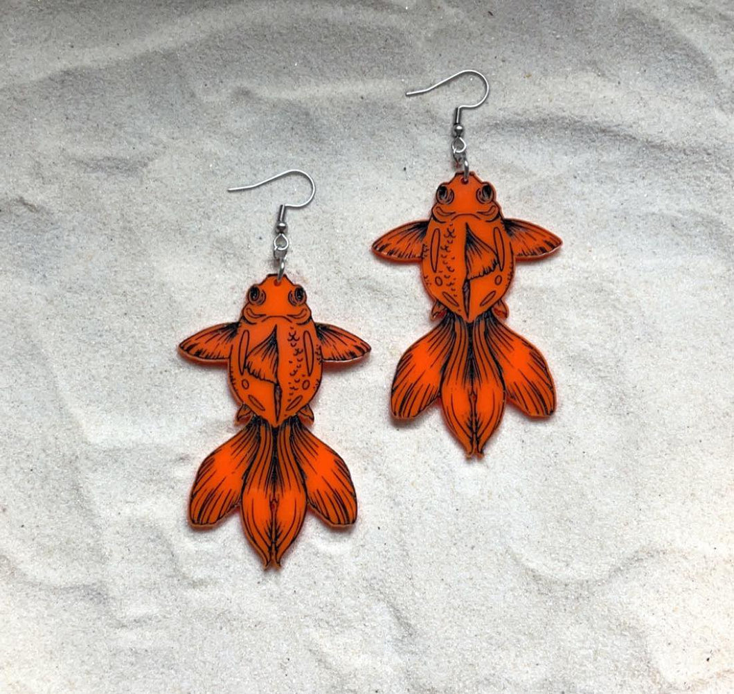 Earrings - Fancy Goldfish - Economy Acrylic Variables with Black Paint