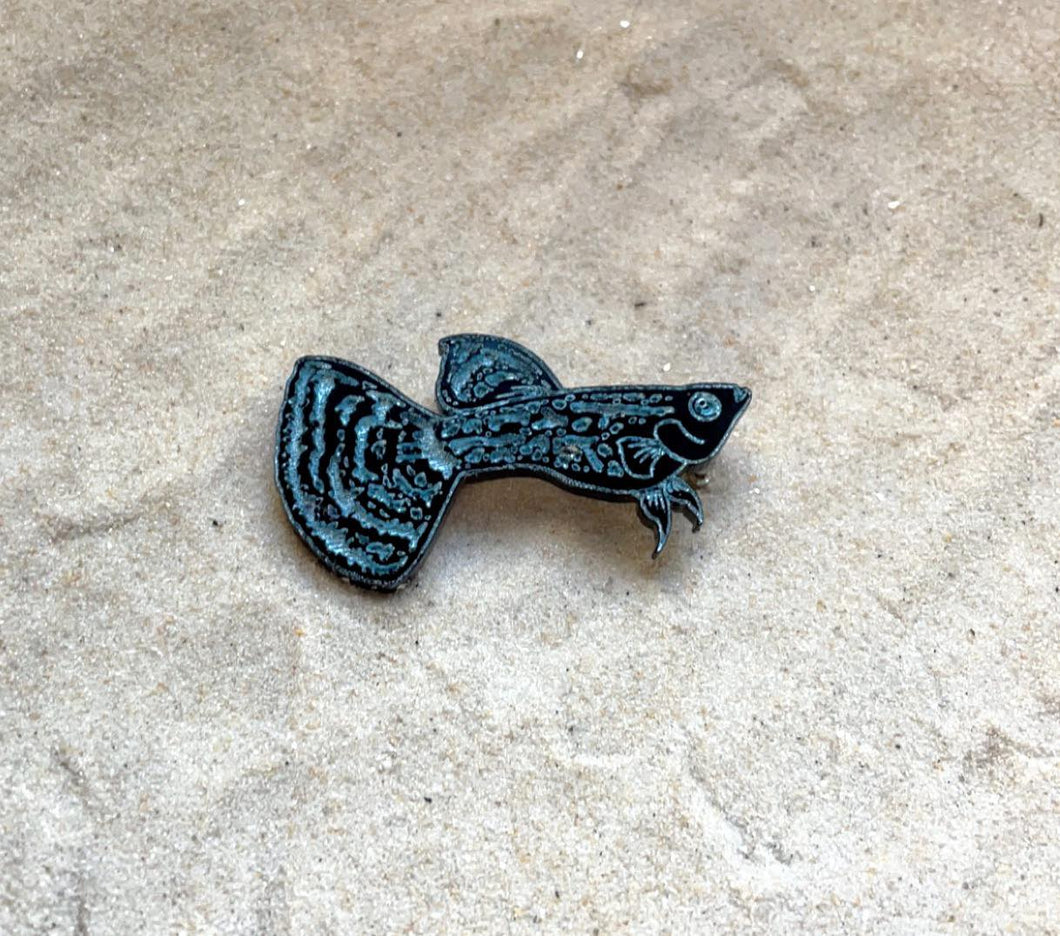 Pin - Cobra Guppy - Black Acrylic with Metallic Ice Blue Paint