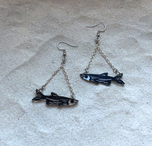 Load image into Gallery viewer, Earrings - Zebra Danio - Premium Acrylic Variables with Black Paint
