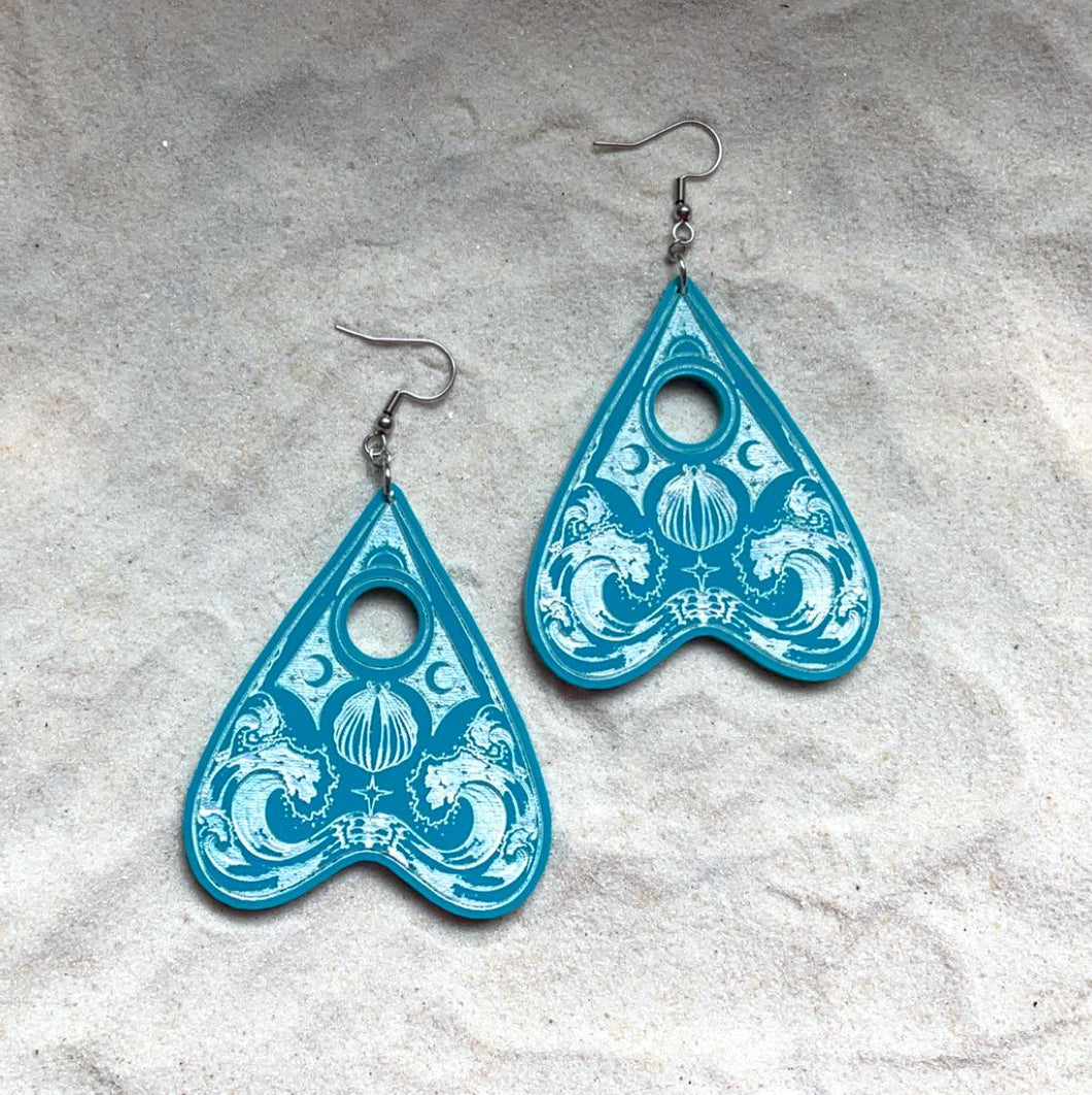 Earrings - Water Spirit Planchette - Economy Acrylic Variables with White Paint