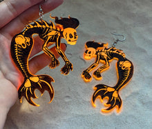 Load image into Gallery viewer, Earrings - Skelemer - Blacklight Reactive Acrylic Variables with Black Paint
