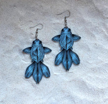 Load image into Gallery viewer, Earrings - Fancy Goldfish - Blacklight Reactive Acrylic Variables with Black Paint
