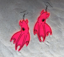 Load image into Gallery viewer, Earrings - Vampire Squid - Blacklight Reactive Acrylic Variables with Black Paint
