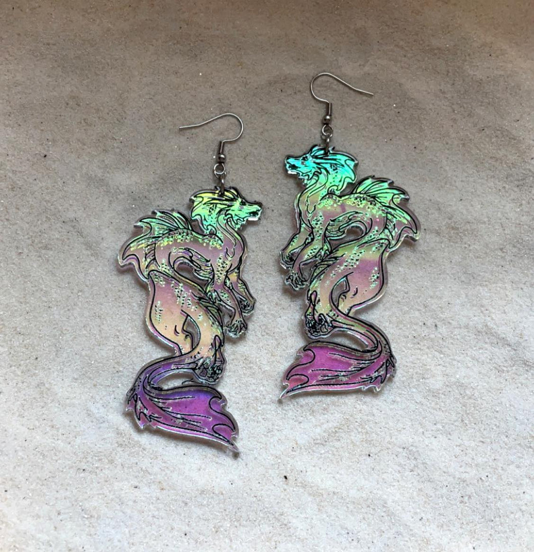 Earrings - River Dragon - Premium Acrylic Variables with Black Paint