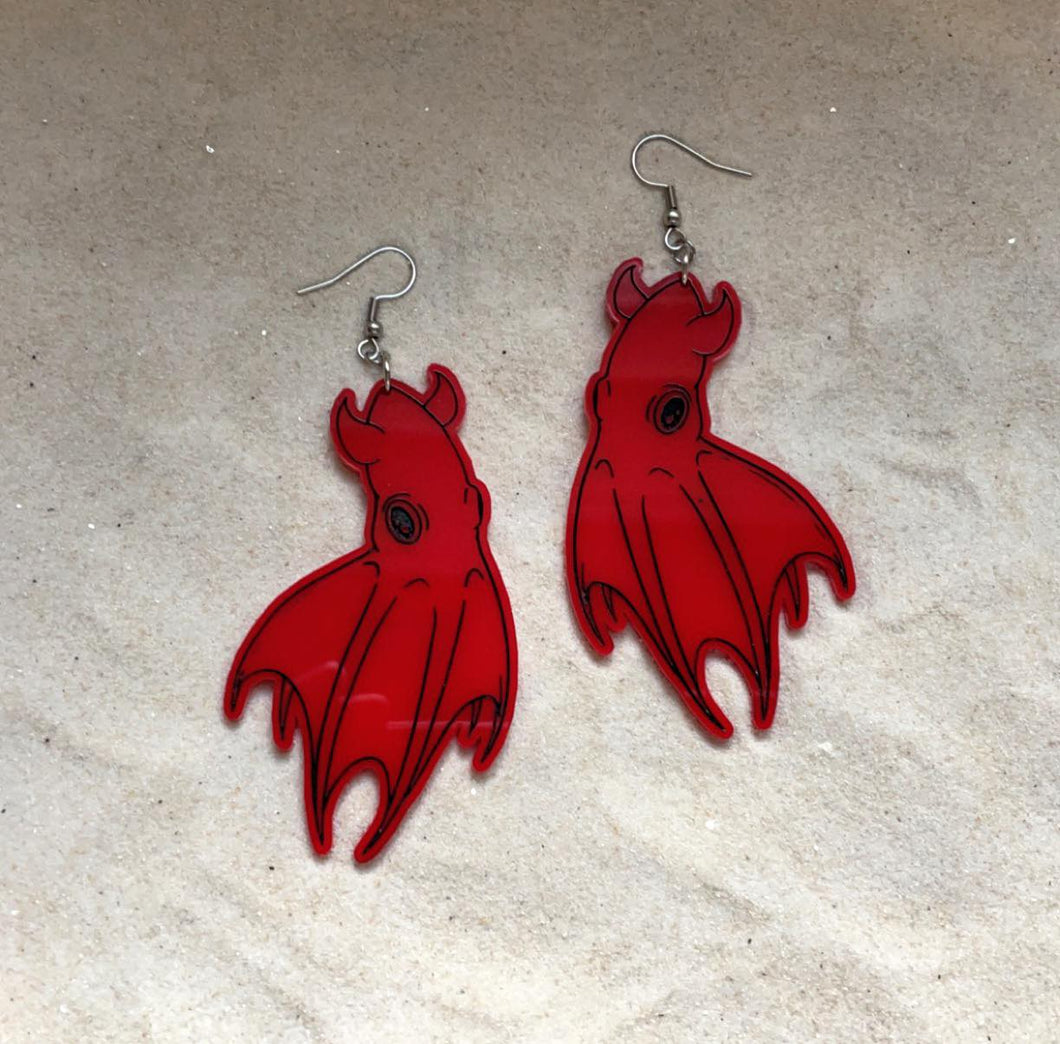 Earrings - Vampire Squid - Economy Acrylic Variables with Black Paint