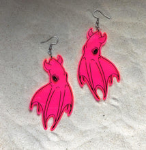 Load image into Gallery viewer, Earrings - Vampire Squid - Blacklight Reactive Acrylic Variables with Black Paint
