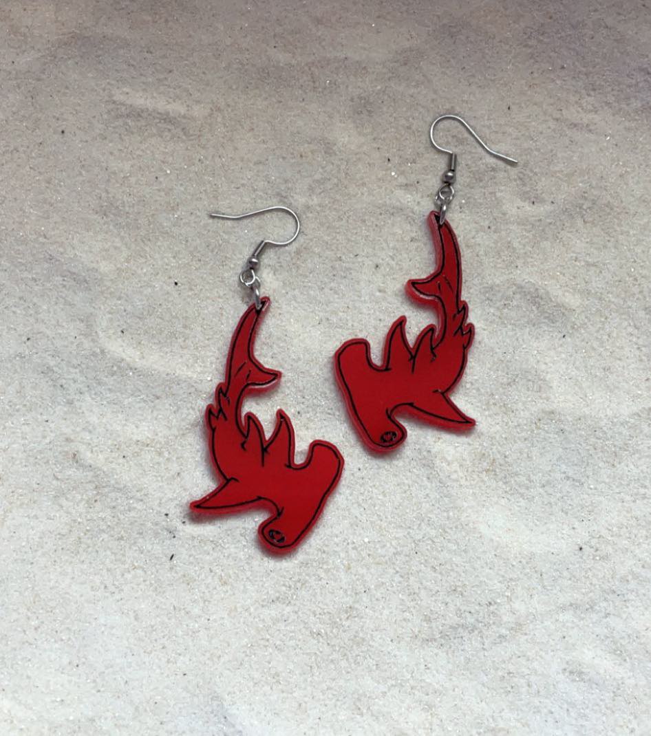 Earrings - Hammerhead Shark - Economy Acrylic Variables with Black Paint