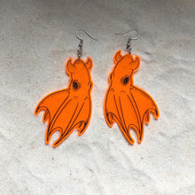 Load image into Gallery viewer, Earrings - Vampire Squid - Blacklight Reactive Acrylic Variables with Black Paint
