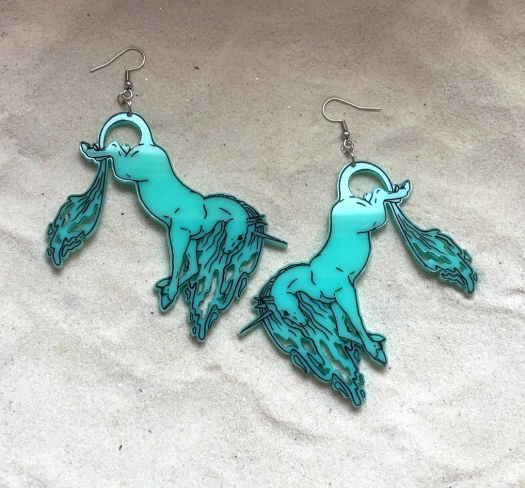 Earrings - Water Unicorn - Economy Acrylic Variables with Black Paint