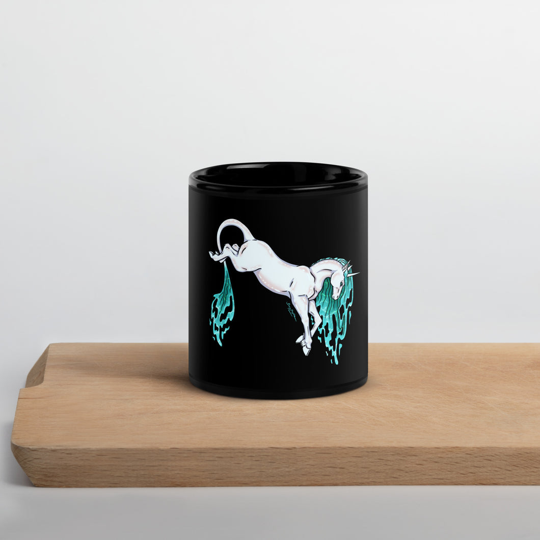 Black Glossy Mug - Water Unicorn